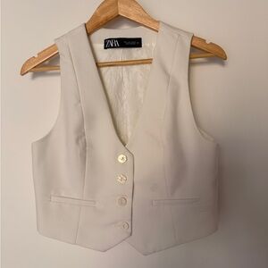 Zara Off-White Tailored Vest